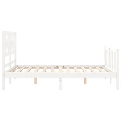 vidaXL Bedframe met hoofdbord massief hout wit