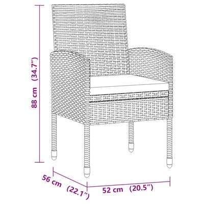 vidaXL 7-delige Tuinset poly rattan zwart