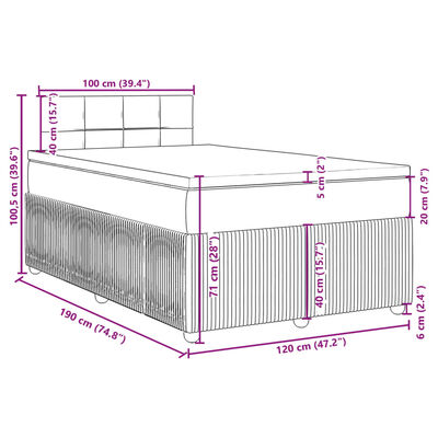 vidaXL Boxspring met matras stof donkergrijs 120x190 cm