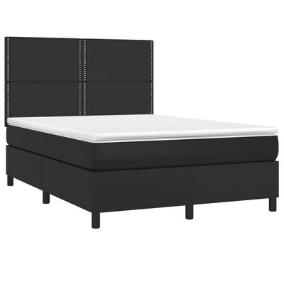 vidaXL Boxspring met matras en LED kunstleer zwart 140x190 cm