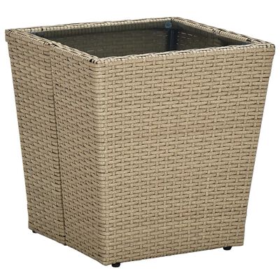 vidaXL 3-delige Bistroset met kussens poly rattan en glas beige