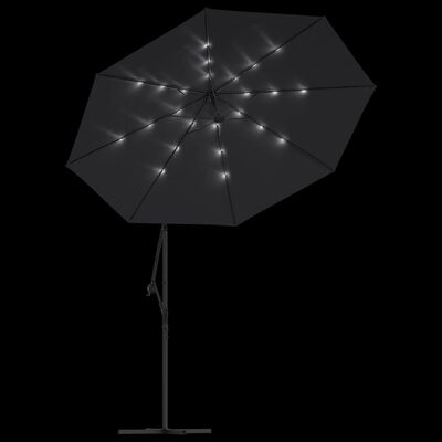 vidaXL Zweefparasol met LED en stalen paal 300 cm zwart