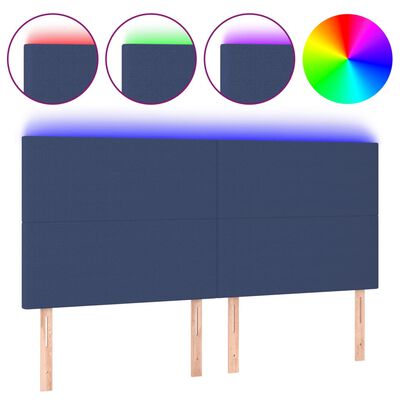 vidaXL Hoofdbord LED 180x5x118/128 cm stof blauw