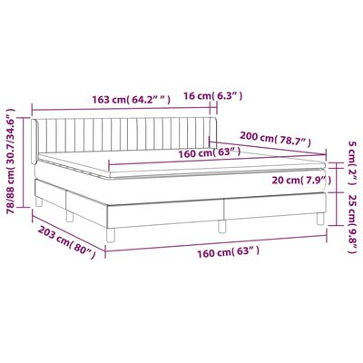 vidaXL Boxspring met matras fluweel roze 160x200 cm