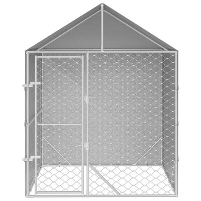 vidaXL Hondenkennel met dak 2x2x2,5 m gegalvaniseerd staal zilver