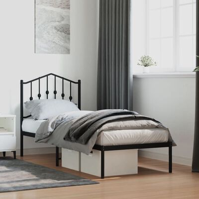 vidaXL Bedframe met hoofdbord metaal zwart 75x190 cm