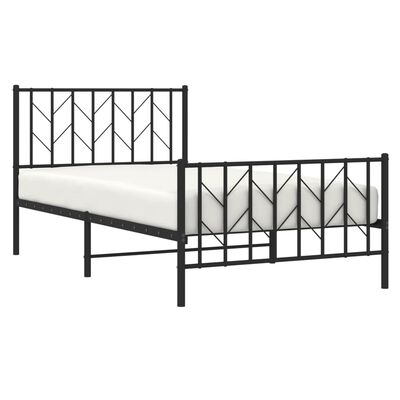 vidaXL Bedframe met hoofd- en voeteneinde metaal zwart 100x200 cm