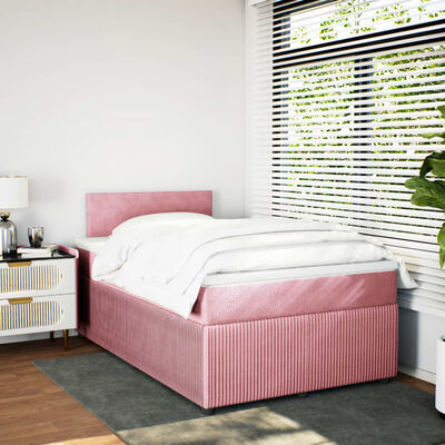 vidaXL Boxspring met matras fluweel roze 120x200 cm