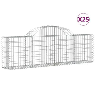 vidaXL Schanskorven 25 st gewelfd 200x30x60/80 cm gegalvaniseerd ijzer