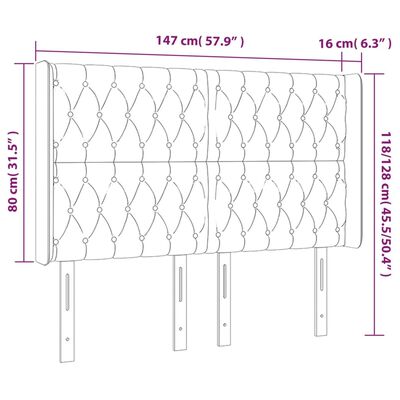 vidaXL Hoofdbord LED 147x16x118/128 cm stof donkerbruin