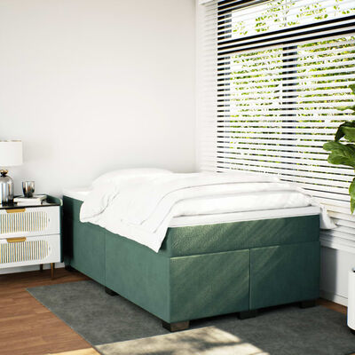 vidaXL Boxspring met matras fluweel donkergroen 120x190 cm