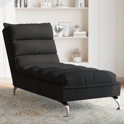 vidaXL Chaise longue met kussens stof zwart