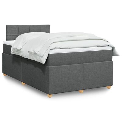 vidaXL Boxspring met matras stof donkergrijs 120x190 cm