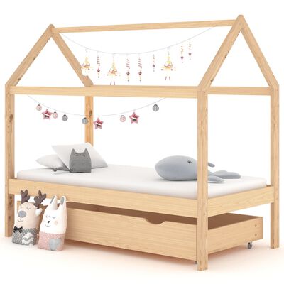 vidaXL Kinderbedframe met lade massief grenenhout 80x160 cm