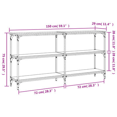 vidaXL Wandtafel 150x29x75 cm bewerkt hout zwart