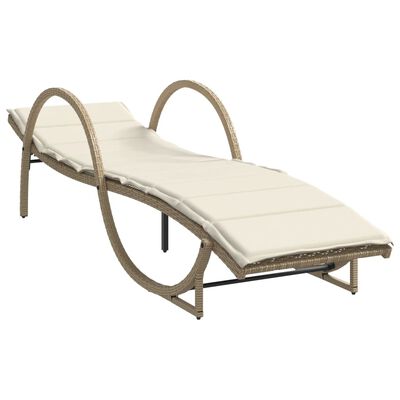 vidaXL Ligbed met kussen 60x199x42 cm poly rattan beige