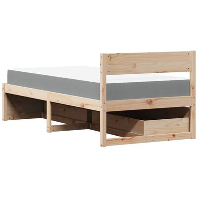 vidaXL Bed met lades en matras massief grenenhout 90x190 cm