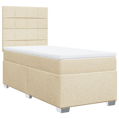 vidaXL Boxspring met matras stof crèmekleurig 90x200 cm