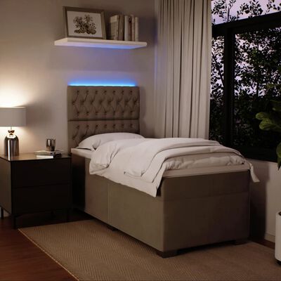 vidaXL Boxspring met matras fluweel lichtgrijs 90x200 cm