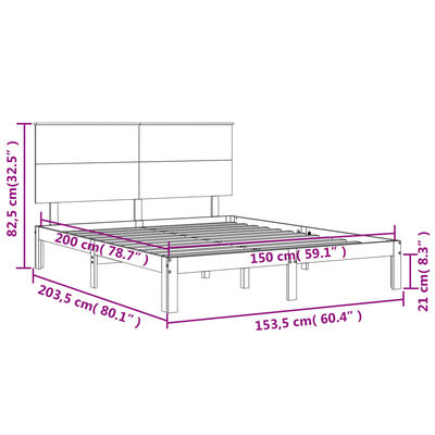 vidaXL Bedframe met hoofdbord massief hout wit