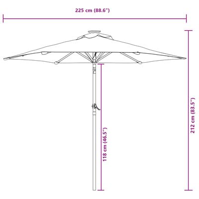 vidaXL Parasol met stalen paal 225x225x212 cm groen