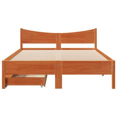 vidaXL Bedframe met lades massief grenenhout wasbruin 140x190 cm