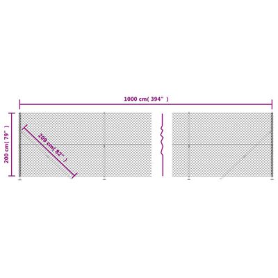 vidaXL Gaashek met flens 2x10 m zilverkleurig