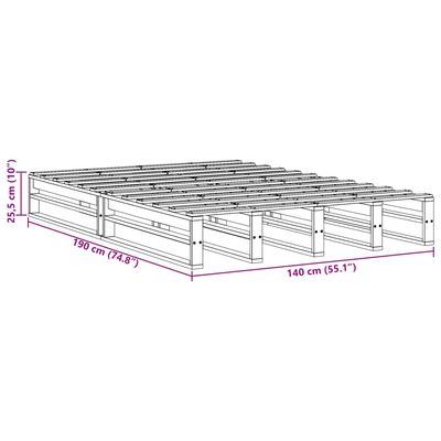 vidaXL Bedframe zonder matras massief grenenhout 140x190 cm