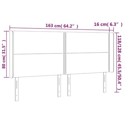 vidaXL Hoofdbord met randen 163x16x118/128 cm fluweel zwart