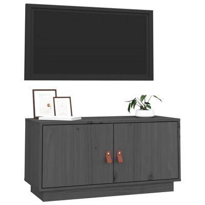 vidaXL Tv-meubel 80x34x40 cm massief grenenhout grijs