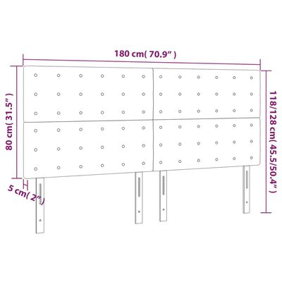 vidaXL Hoofdbord LED 180x5x118/128 cm stof blauw