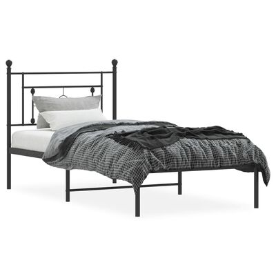 vidaXL Bedframe met hoofdbord metaal zwart 100x200 cm