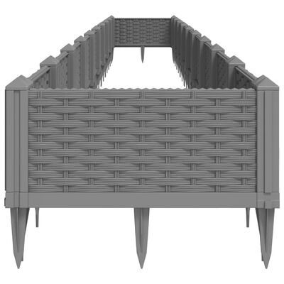 vidaXL Plantenbak met pinnen 362,5x42,5x28,5 cm polypropeen lichtgrijs