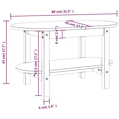 vidaXL Salontafel 80x45x45 cm massief grenenhout