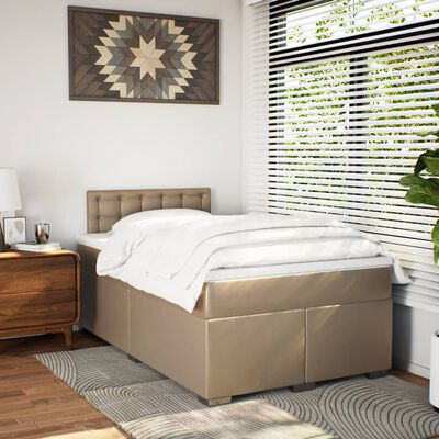 vidaXL Boxspring met matras kunstleer cappuccinokleurig 120x200 cm