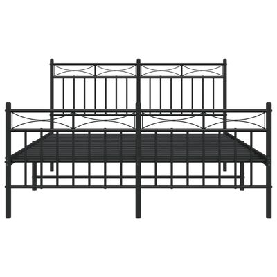 vidaXL Bedframe met hoofd- en voeteneinde metaal zwart 140x190 cm