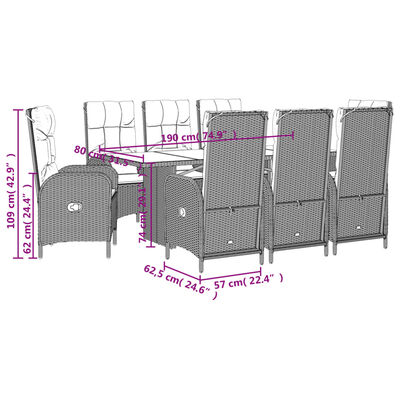 vidaXL 9-delige Tuinset poly rattan zwart