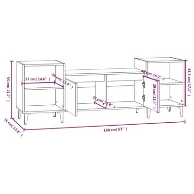 vidaXL Tv-meubel 160x35x55 cm bewerkt hout sonoma eikenkleurig