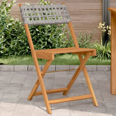 vidaXL Bistrostoelen 2 st massief acaciahout en poly rattan grijs