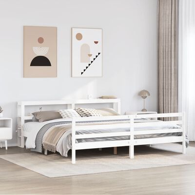 vidaXL Bedframe zonder matras massief grenenhout wit 180x200 cm