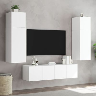 vidaXL Tv-wandmeubels met LED-verlichting 2 st 80x35x31 cm wit