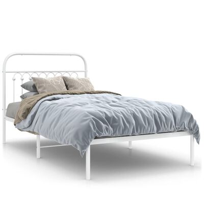 vidaXL Bedframe met hoofdbord metaal wit 100x200 cm