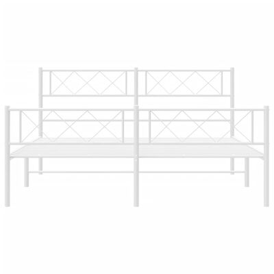 vidaXL Bedframe met hoofd- en voeteneinde metaal wit 160x200 cm