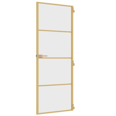 vidaXL Binnendeur smal 76x201,5 cm gehard glas en aluminium goudkleur