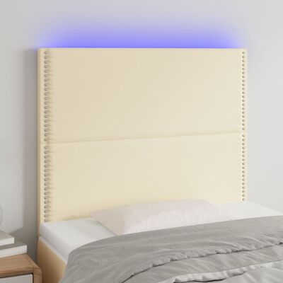 vidaXL Hoofdbord LED 100x5x118/128 cm kunstleer crèmekleurig