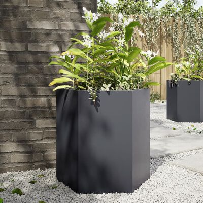 vidaXL Plantenbak zeshoek 46x40x45 cm staal antracietkleurig