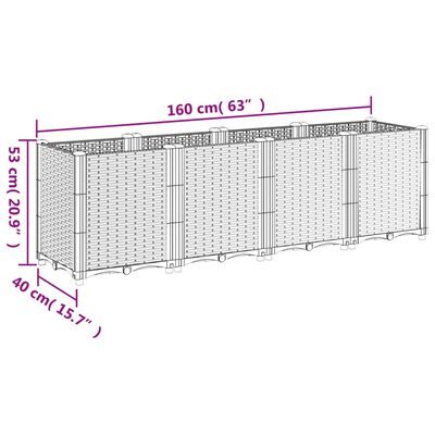 vidaXL Plantenbak 160x40x53 cm polypropeen wit