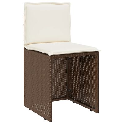 vidaXL 3-delige Bistroset met kussens poly rattan bruin