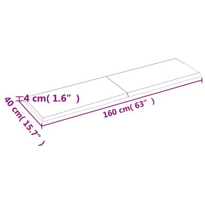 vidaXL Wandschap 160x40x(2-4) cm onbehandeld massief eikenhout