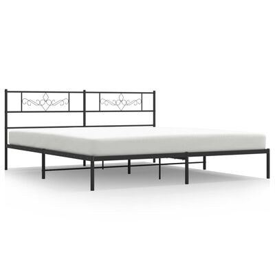 vidaXL Bedframe met hoofdbord metaal zwart 193x203 cm